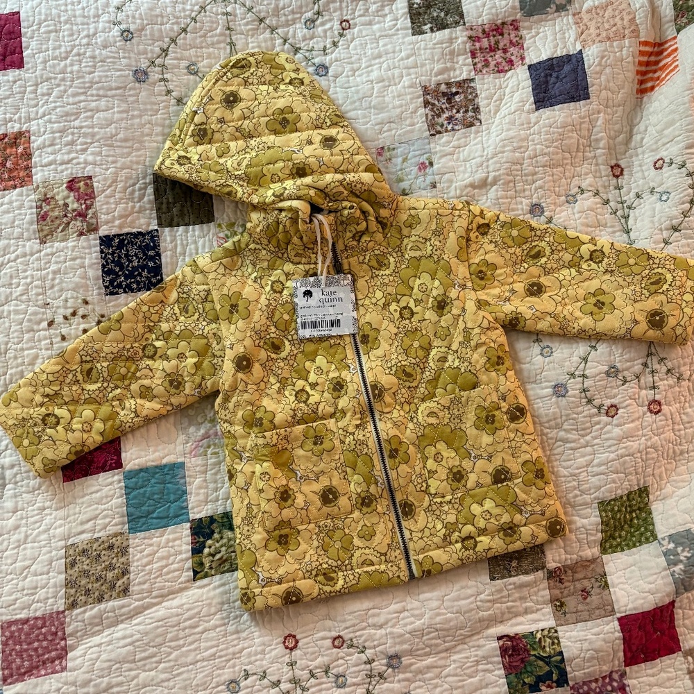 Kate Quinn yellow mod floral quilted jacket 2T